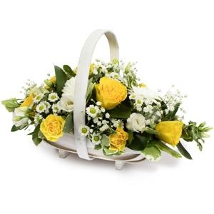 Yellow & White Basket Arrangement